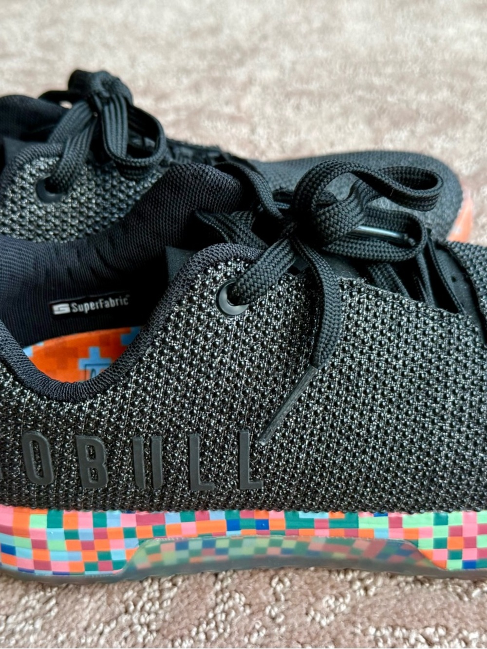 NWOT NOBULL Black Knit Trainer with Colorblock Pixel Midsole - Picture 2 of 8